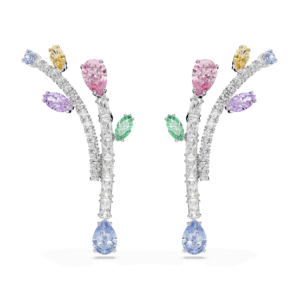 Ariana Grande x Swarovski drop earrings, Mixed cuts, Multicolored, Rhodium plated