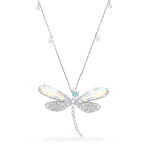 Ariana Grande x Swarovski pendant and brooch, Mixed cuts, Dragonfly, Green, Rhodium plated