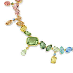 Gema necklace, Mixed cuts, Dangling crystals, Multicolored, Gold-tone plated