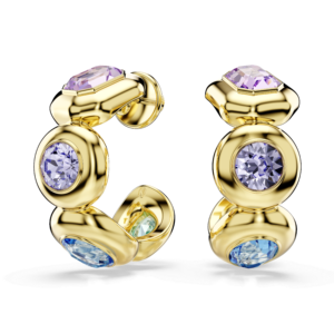 Gema hoop earrings, Mixed cuts, Multicolored, Gold-tone plated