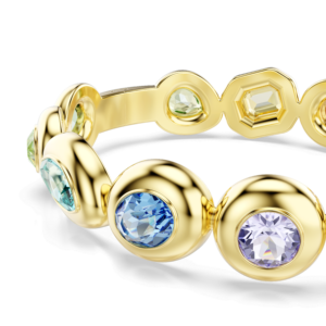 Gema bangle, Mixed cuts, Multicolored, Gold-tone plated