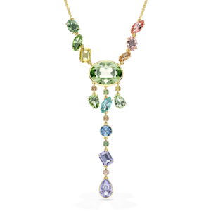 Gema Y necklace, Mixed cuts, Multicolored, Gold-tone plated
