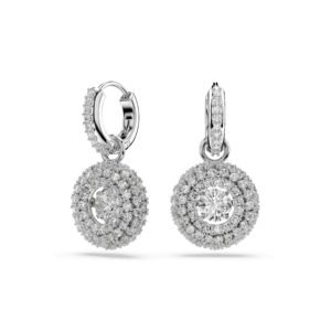 Sublima drop earrings Round cut, White, Rhodium plated