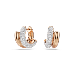 Dextera hoop earrings, Round cut, Mini, White, Rose gold-tone plated