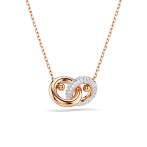 Dextera pendant, Round cut, White, Rose gold-tone plated