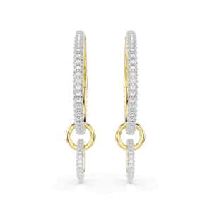 Dextera hoop earrings, Round cut, White, Gold-tone plated