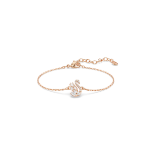 Swan bracelet, Mixed cuts, Swan, White, Rose gold-tone plated