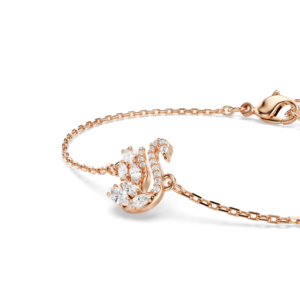 Swan bracelet, Mixed cuts, Swan, White, Rose gold-tone plated