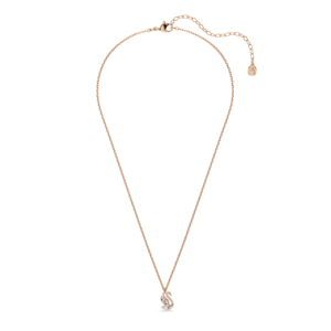Swan pendant, Mixed cuts, Swan, White, Rose gold-tone plated