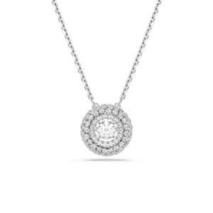 Sublima pendant, Round cut, White, Rhodium plated