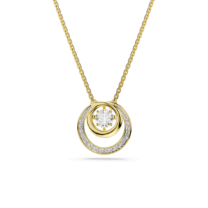 Hyperbola pendant, Round cut, White, Gold-tone plated