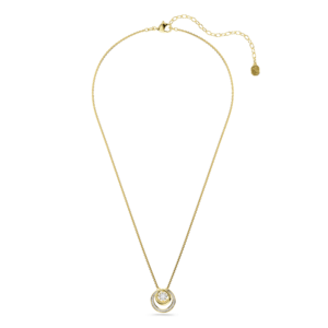 Hyperbola pendant, Round cut, White, Gold-tone plated