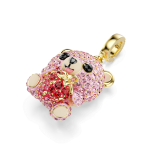Idyllia charm, Mixed cuts, Teddy, Pink, Gold-tone plated