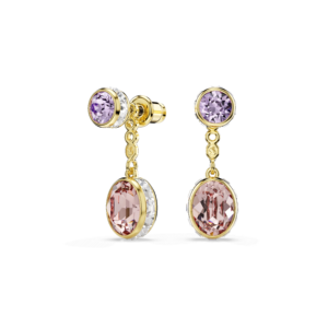 Chroma drop earrings, Mixed cuts, Multicolored, Gold-tone plated