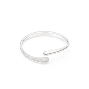 Classica bangle, Intertwining, Round cut, White, Sterling silver