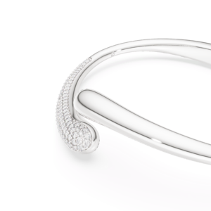 Classica bangle, Intertwining, Round cut, White, Sterling silver
