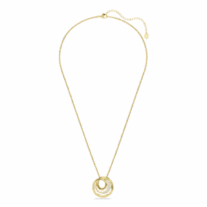 Hyperbola necklace, Round cut, White, Gold-tone plated