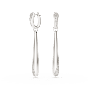 Classica drop and hoop earrings, Round cut, White, Sterling silver