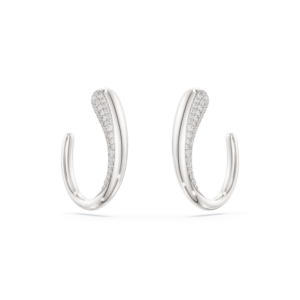 Classica hoop earrings, Round cut, White, Sterling silver