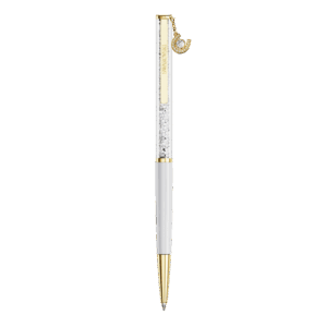 Crystalline ballpoint pen, Horse shoe, White, White lacquered, Gold-tone plated