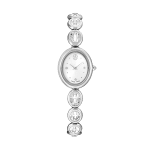 Imber oval watch, Swiss Made, Metal bracelet, Silver tone, Stainless steel