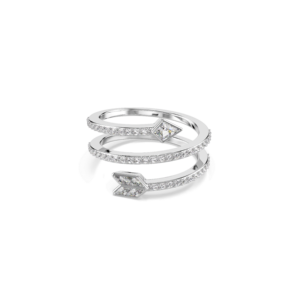 Idyllia motif ring, Mixed cuts, Arrow, White, Rhodium plated