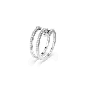 Idyllia motif ring, Mixed cuts, Arrow, White, Rhodium plated