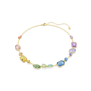 Gema necklace, Mixed cuts, Multicolored, Gold-tone plated