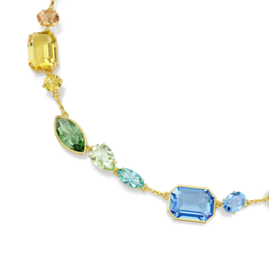 Gema necklace, Mixed cuts, Multicolored, Gold-tone plated