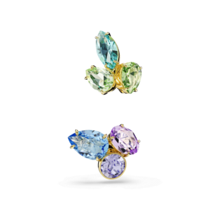 Gema ear cuffs, Asymmetrical design, Mixed cuts, Multicolored, Gold-tone plated
