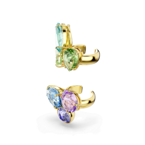 Gema ear cuffs, Asymmetrical design, Mixed cuts, Multicolored, Gold-tone plated