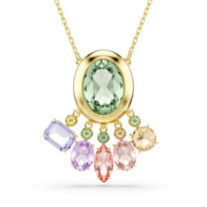 Gema pendant, Mixed cuts, Dangling crystals, Multicolored, Gold-tone plated
