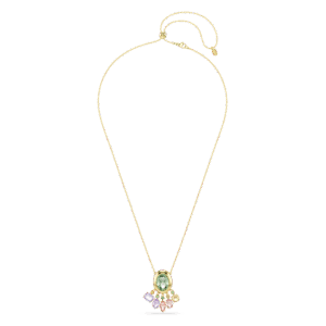 Gema pendant, Mixed cuts, Dangling crystals, Multicolored, Gold-tone plated