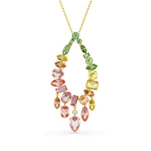 Gema pendant, Mixed cuts, Multicolored, Gold-tone plated
