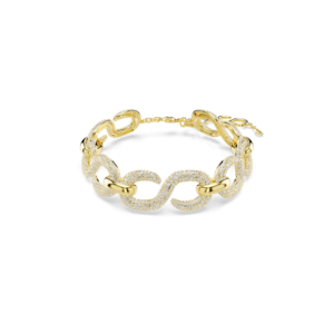 Dextera choker, Round cut, White, Gold-tone plated