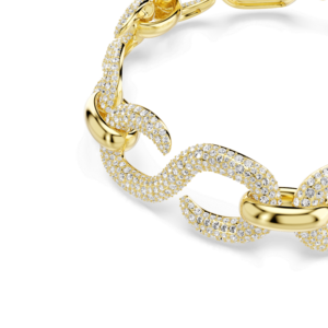 Dextera choker, Round cut, White, Gold-tone plated