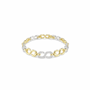Dextera bracelet, Round cut, White, Mixed metal finish
