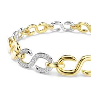 Dextera bracelet, Round cut, White, Mixed metal finish