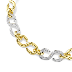 Dextera necklace, Round cut, Chain, White, Mixed metal finish