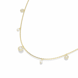 Una Angelic strandage, Crystal pearl, Round cut, White, Gold-tone plated