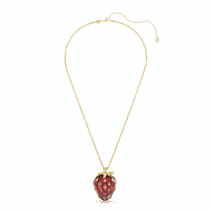 Idyllia pendant, Mixed cuts, Strawberry, Red, Gold-tone plated