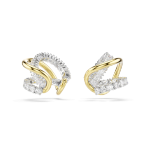 Hyperbola ear cuffs, Mixed cuts, White, Mixed metal finish