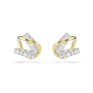 Hyperbola ear cuffs, Mixed cuts, White, Mixed metal finish