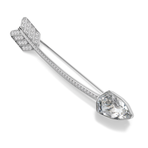 Idyllia brooch, Mixed cuts, Arrow, White, Rhodium plated