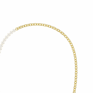 Idyllia necklace, Crystal pearl, White, Gold-tone plated