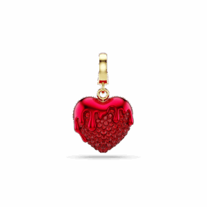 Idyllia charm, Round cut, Heart, Red, Gold-tone plated