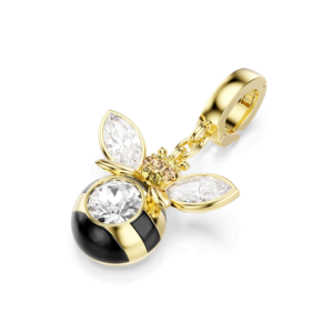 Idyllia charm, Mixed cuts, Bee, Multicolored, Gold-tone plated
