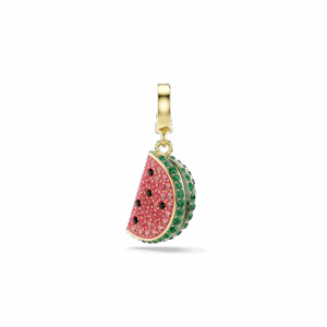 Idyllia charm, Mixed cuts, Watermelon, Multicolored, Gold-tone plated