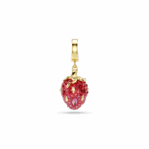 Idyllia charm, Mixed cuts, Strawberry, Red, Gold-tone plated