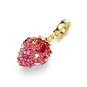 Idyllia charm, Mixed cuts, Strawberry, Red, Gold-tone plated